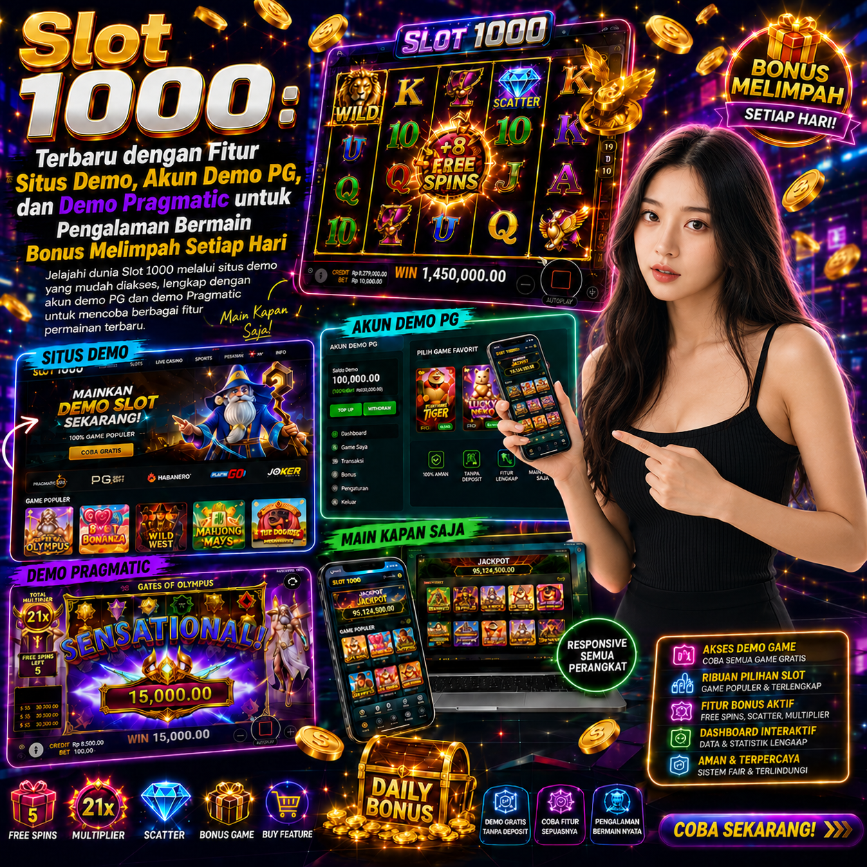 Slot 1000 : Terbaru dengan Fitur Situs Demo, Akun Demo PG, dan Demo Pragmatic untuk Pengalaman Bermain Bonus Melimpah Setiap Hari.